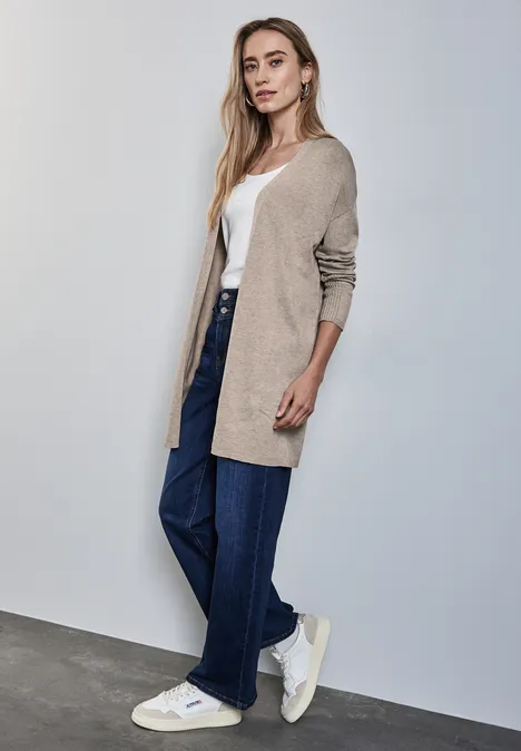 Langer Cardigan honey sand mel.