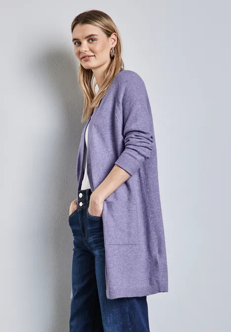 Langer Cardigan viola lilac mel.