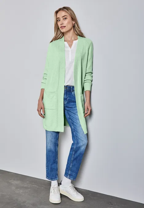 Langer Cardigan milky green mel.
