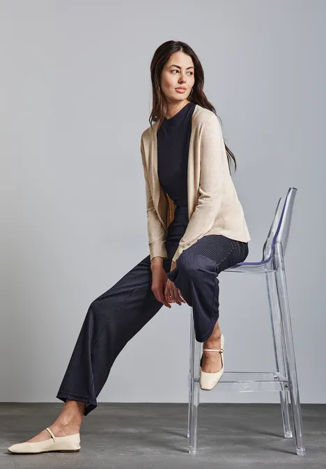 Offener Cardigan sheer beige mel.