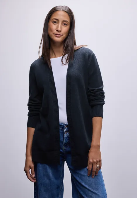 Cardigan mit Rollkante deep blue