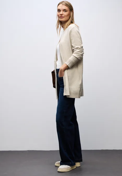 Cardigan mit Rollkante tusk cream mel.