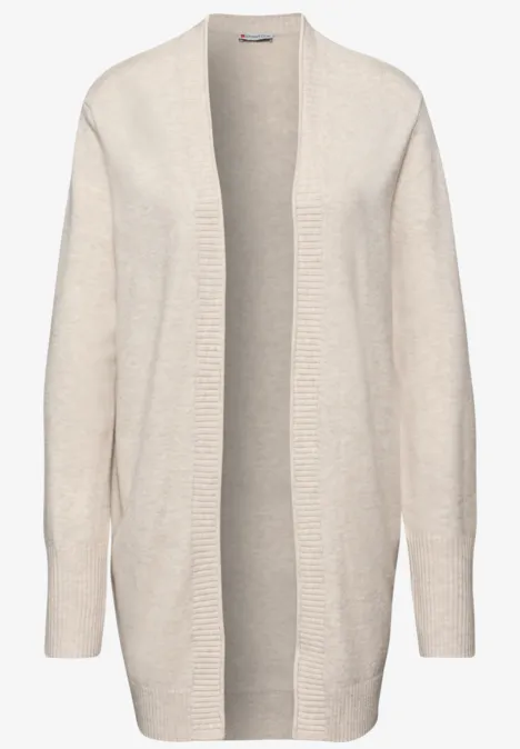 Cardigan mit Rollkante tusk cream mel.