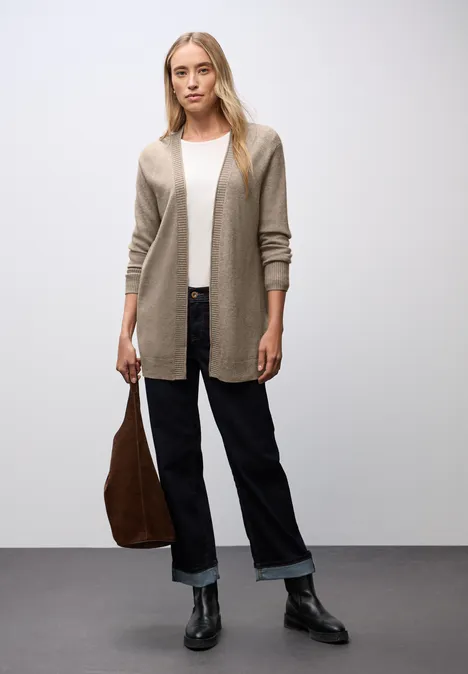Cardigan mit Rollkante mocha dream mel.