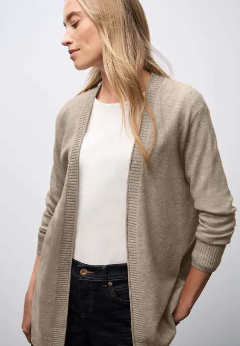 Cardigan mit Rollkante mocha dream mel.