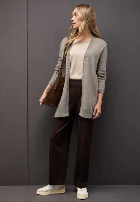 Cardigan mit Rollkante sandstone mocha mel.