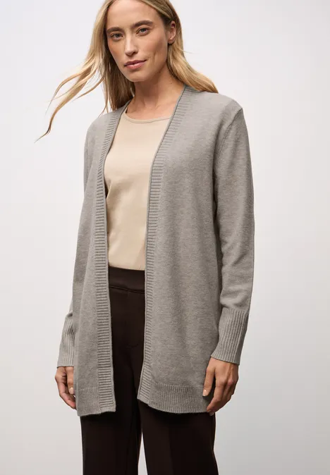 Cardigan mit Rollkante sandstone mocha mel.