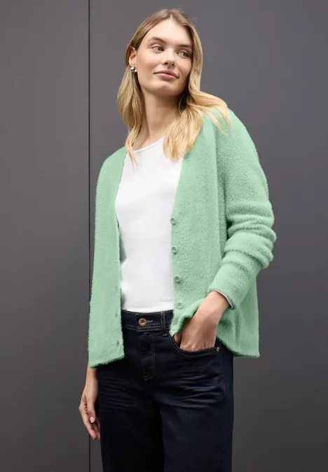 Kuscheliger V-Neck Cardigan serene green