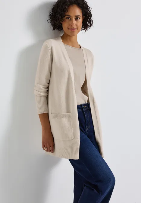 Offener Cardigan tusk cream mel.