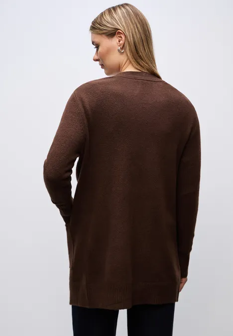 Offener Cardigan dark hazelnut brown mel.