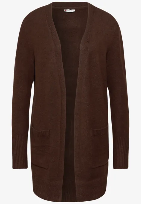 Offener Cardigan dark hazelnut brown mel.