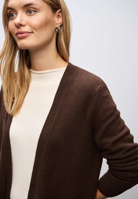 Offener Cardigan dark hazelnut brown mel.