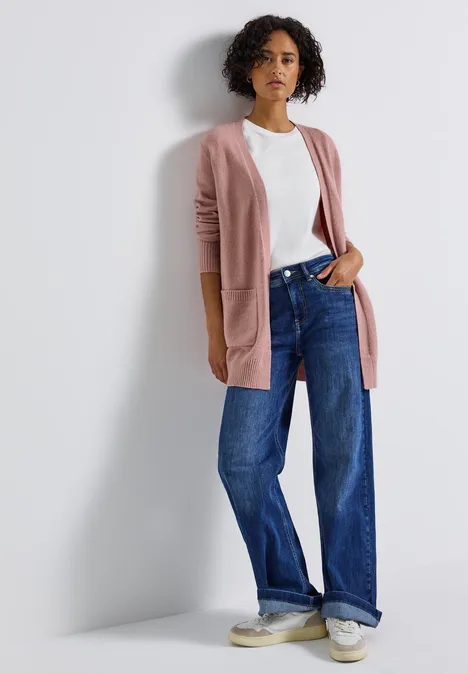 Offener Cardigan faded rose mel.