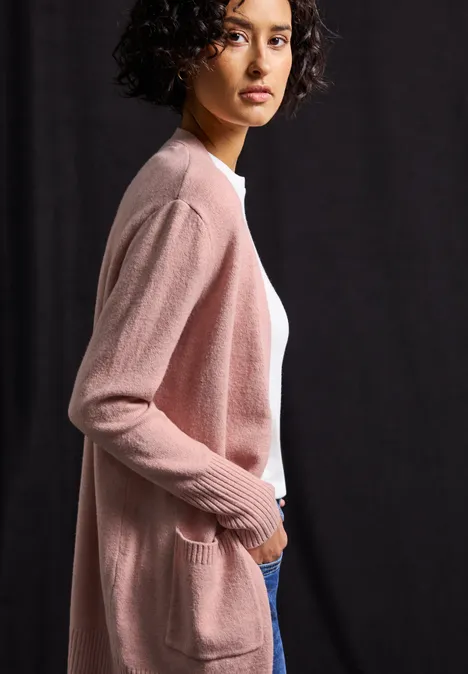 Offener Cardigan faded rose mel.