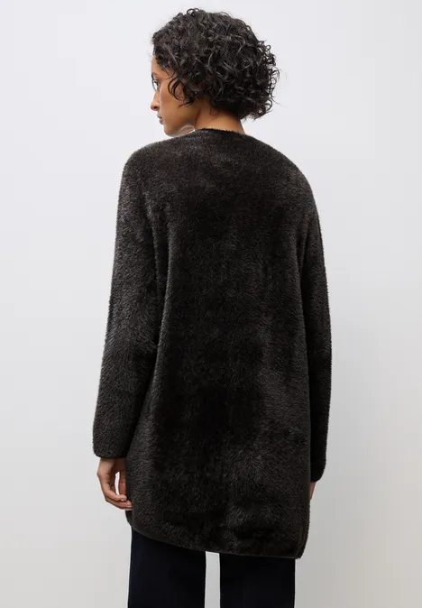 Langer Federgarn Cardigan darkest brown