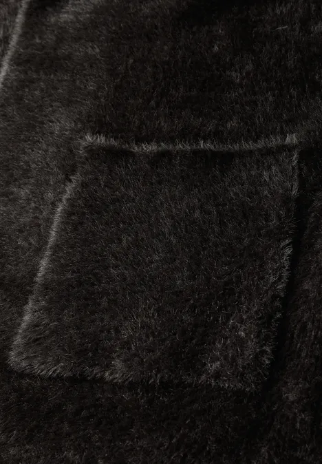 Langer Federgarn Cardigan darkest brown