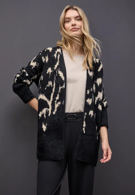 Zacht jacquard vest anthra grey