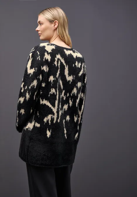 Zacht jacquard vest anthra grey