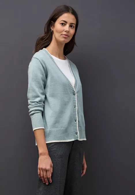 Vest met contrasterende details nile blue mel. Vest met contrasterende details nile blue mel.