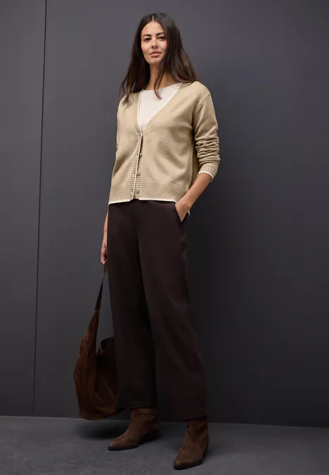 Cardigan mit Kontrastdetails sanded beige mel.