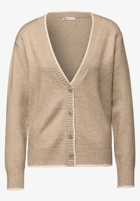 Cardigan mit Kontrastdetails sanded beige mel.