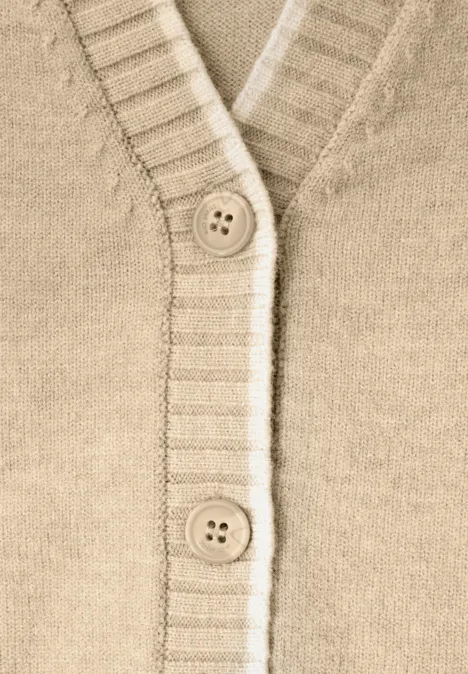 Cardigan mit Kontrastdetails sanded beige mel.