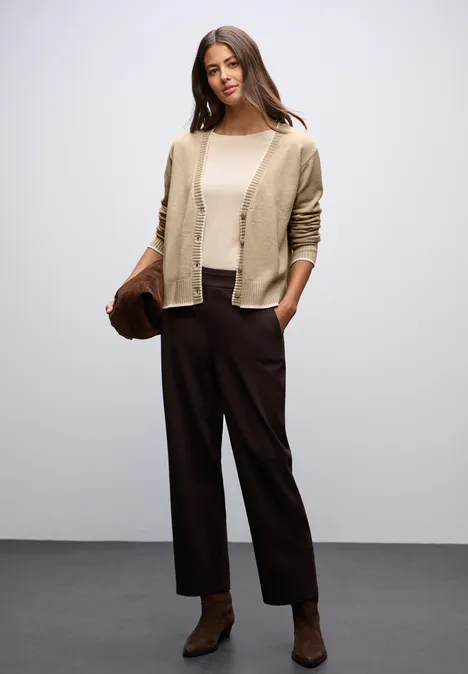 Cardigan mit Kontrastdetails sanded beige mel.