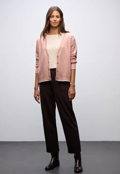 Cardigan mit Kontrastdetails faded rose mel.