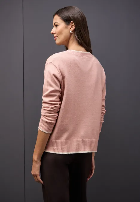 Cardigan mit Kontrastdetails faded rose mel.
