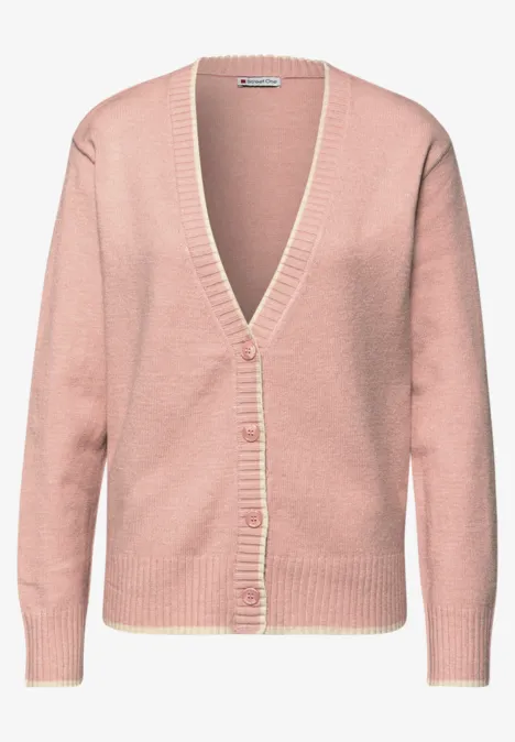 Cardigan mit Kontrastdetails faded rose mel.