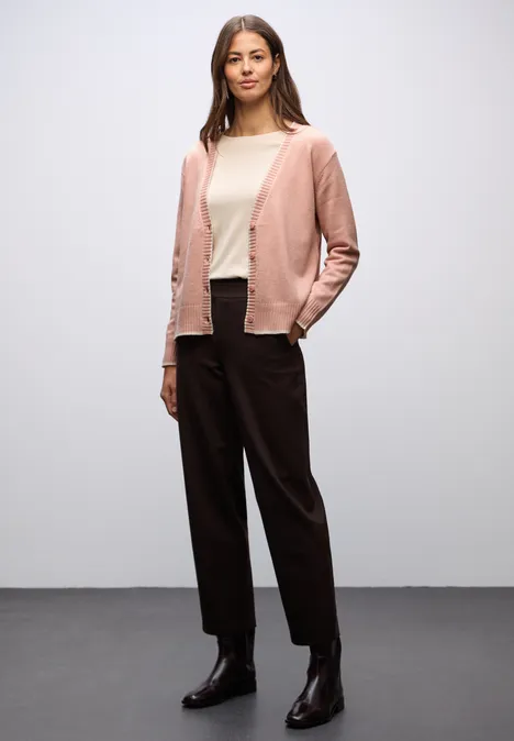 Cardigan mit Kontrastdetails faded rose mel.
