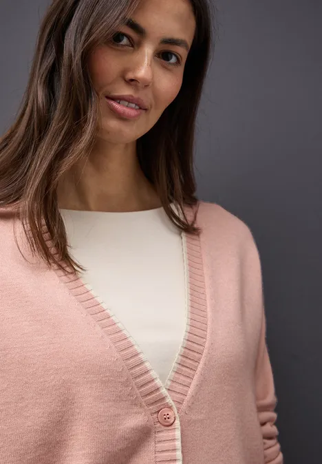 Cardigan mit Kontrastdetails faded rose mel.