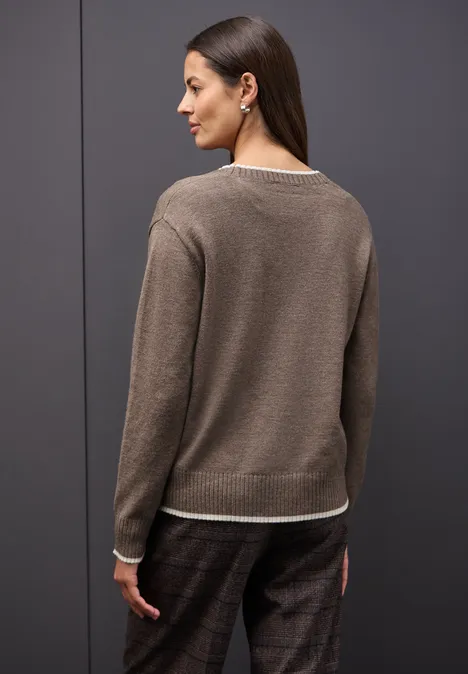 Cardigan mit Kontrastdetails silk brown mel.