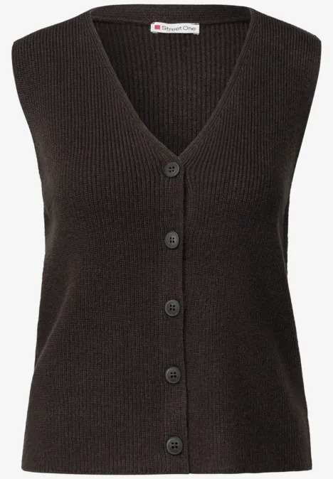 Softe Rippstrick-Weste deep roast brown