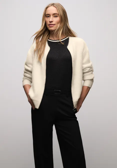 Cardigan im Blouson-Look soft beige