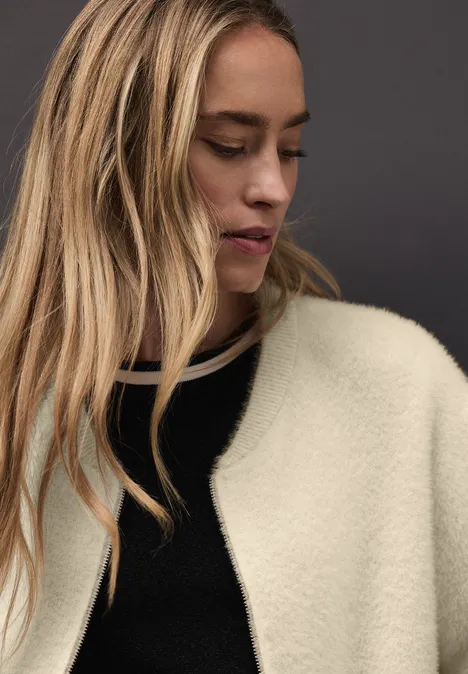 Cardigan au look blouson soft beige Cardigan au look blouson soft beige