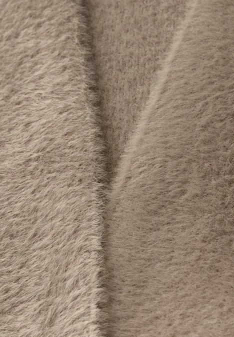 Offener Federgarn-Cardigan mocha glow