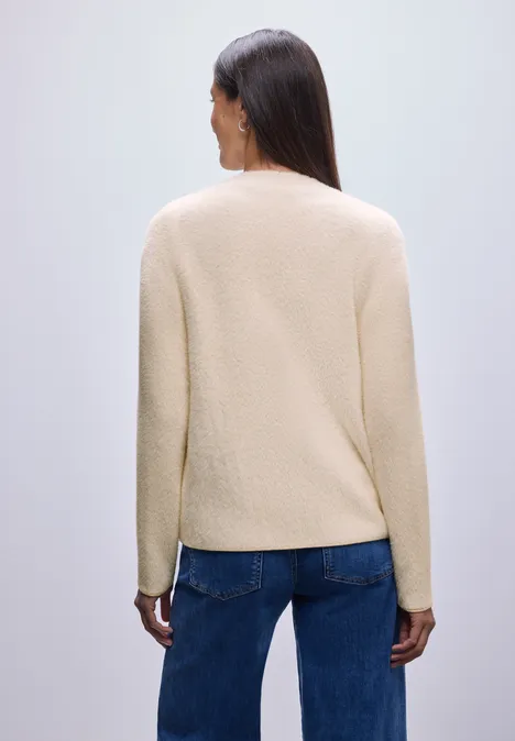 Offener Federgarn-Cardigan soft beige