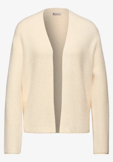 Offener Federgarn-Cardigan soft beige