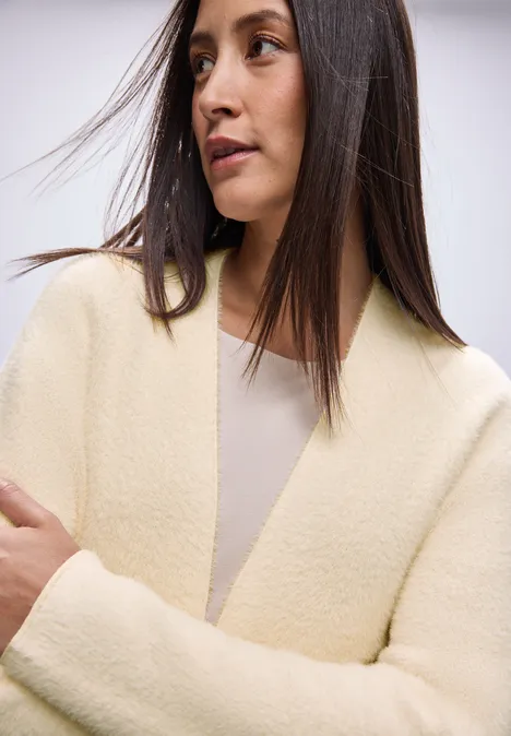 Offener Federgarn-Cardigan soft beige