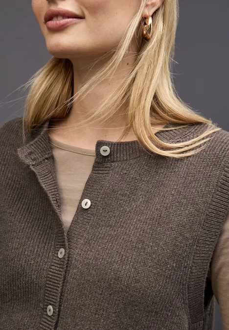 Ärmelloser Cosy Cardigan dark nomad brown mel.