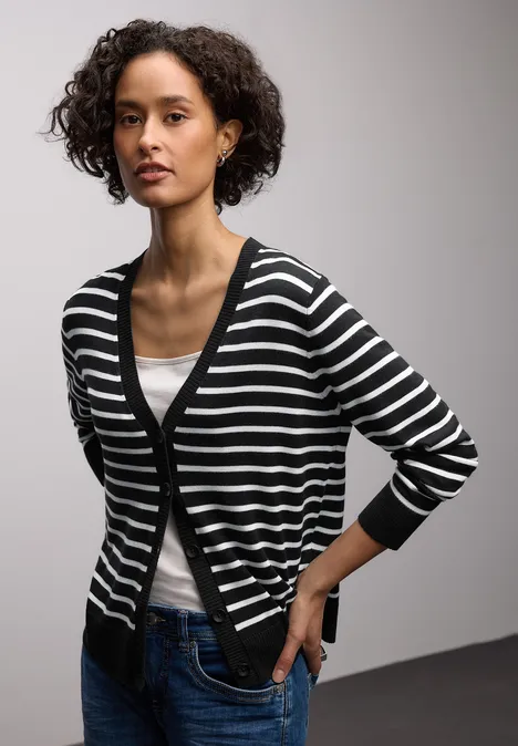 Gestreifter Cardigan Black Gestreifter Cardigan Black