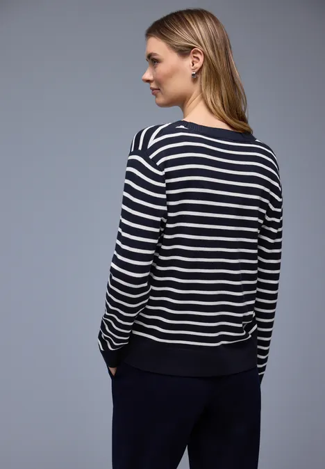Gestreifter Cardigan deep blue