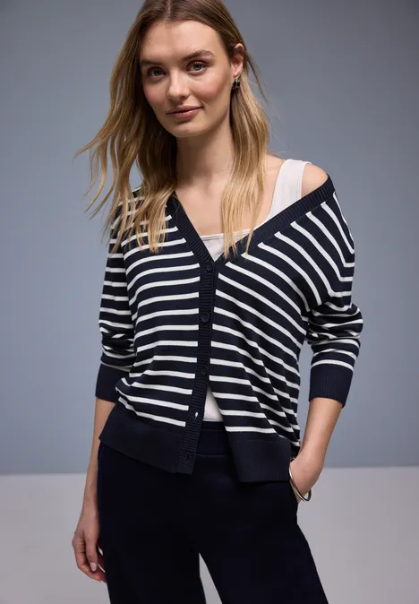 Gestreifter Cardigan deep blue