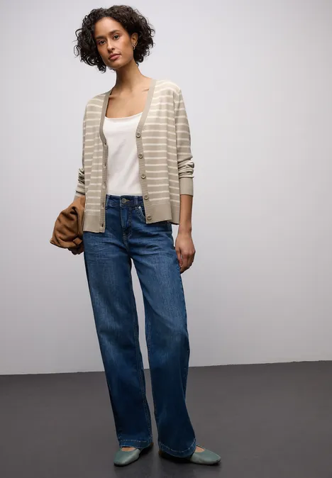 Gestreifter Cardigan cotton beige Gestreifter Cardigan cotton beige