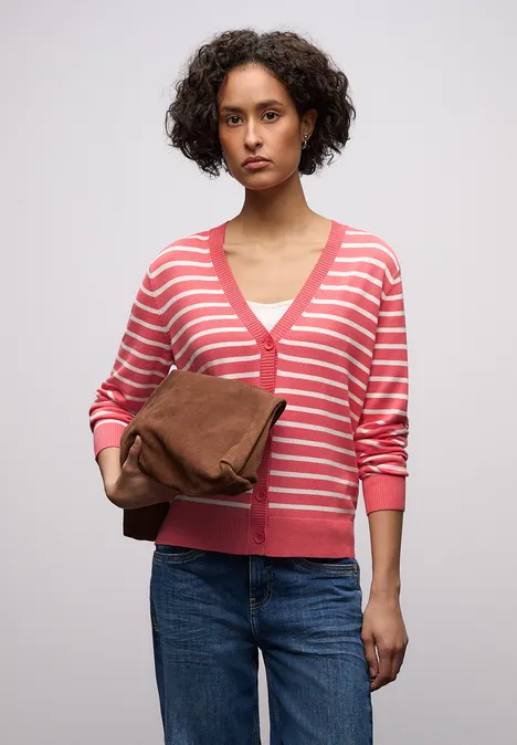 Gestreifter Cardigan striking coral Gestreifter Cardigan striking coral