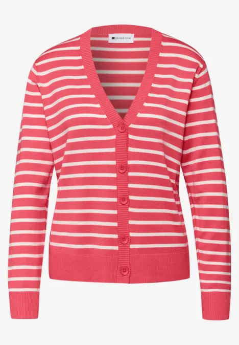 Gestreifter Cardigan striking coral Gestreifter Cardigan striking coral