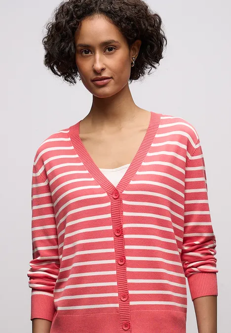 Gestreifter Cardigan striking coral Gestreifter Cardigan striking coral