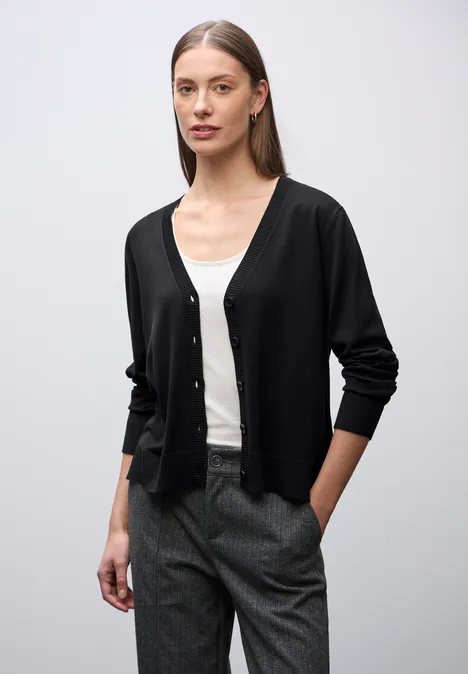 Strickjacke mit V-Ausschnitt Black