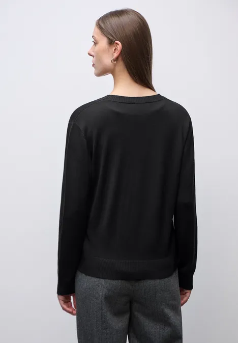 Strickjacke mit V-Ausschnitt Black